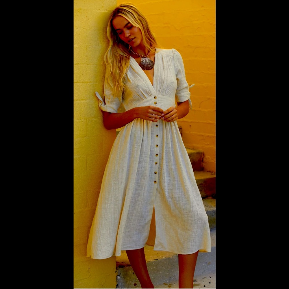 Free People Love of My Life Midi Dress in Yellow